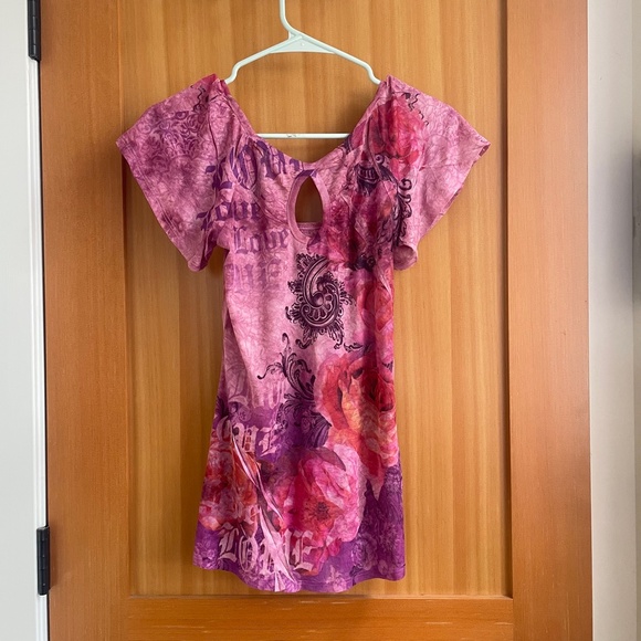 Y2K Sugar Tart Love Blouse Pink and Purple All Over Print - Picture 4 of 4